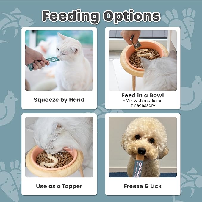 Choolip Squeeze Vita Stick Lickable Cat Treats & Dog Puree – 7-Count Eye Support Tubes, Creamy Grain-Free High-Protein Puree with Lutein, Astaxanthin & Omega 3 for Healthy Vision & Eye Care