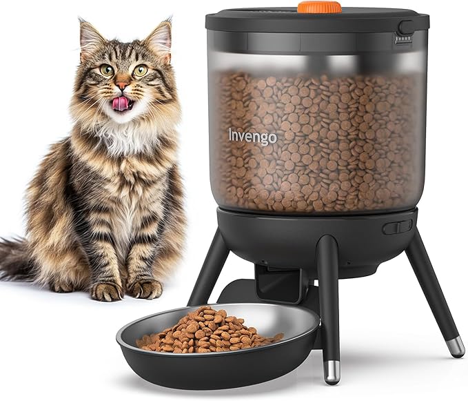 Automatic Cat Feeder with Timed Food Dispenser, One-Touch Feeding, Dual Power Supply, Anti-Bug Design, Visible 3L Hopper – Automatic Pet Feeder for Cats and Small Dogs