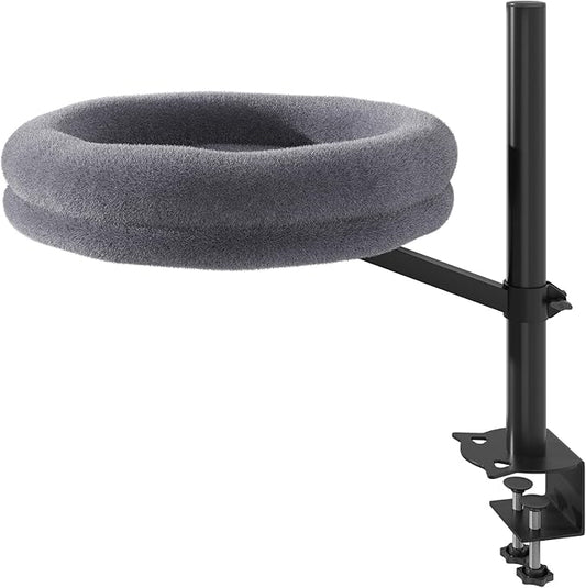 Cat Desk Bed Desktop Large Nest-Sturdy Dual Clamps Supports Up to 50 lbs,360° Adjustable Desktop Cat Perch with Soft Faux Fur Cover,Elevating Hammock for Home Office