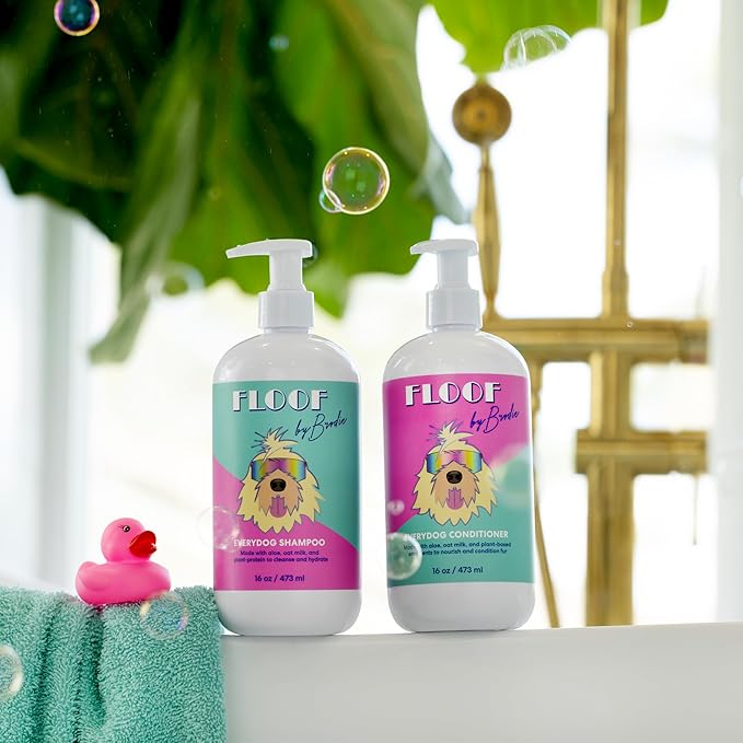 Floof by Brodie Everydog Nourishing Dog and Cat Conditioner for All Coat Types, Moisturizing and Detangling with Aloe, Oat Milk, Plant Based Emolients for Shiny Soft Smooth Coat (16 oz)