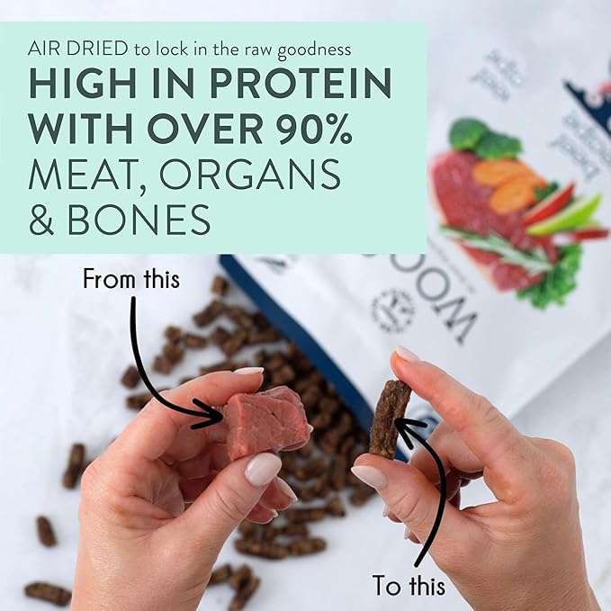 The New Zealand Natural Pet Food Co WOOF Air Dried Dog Bites - Chicken Recipe Dog Food High Protein Toppers for Dry Dog Food, Healthy Dog Food,26.5oz