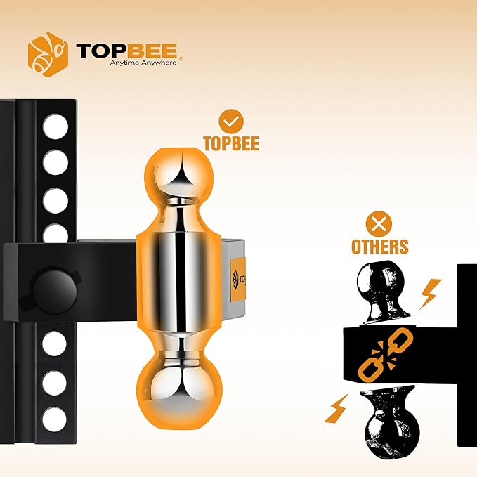 Tow Hitch- Fits 2.5'' Receiver Only, 8'' Drop/Rise Drop, Dual Ball (2'' X 2-5/16''), Adjustable Aluminum Trailer Hitch for Heavy Duty Truck -18,500 Gtw with Trailer Locks