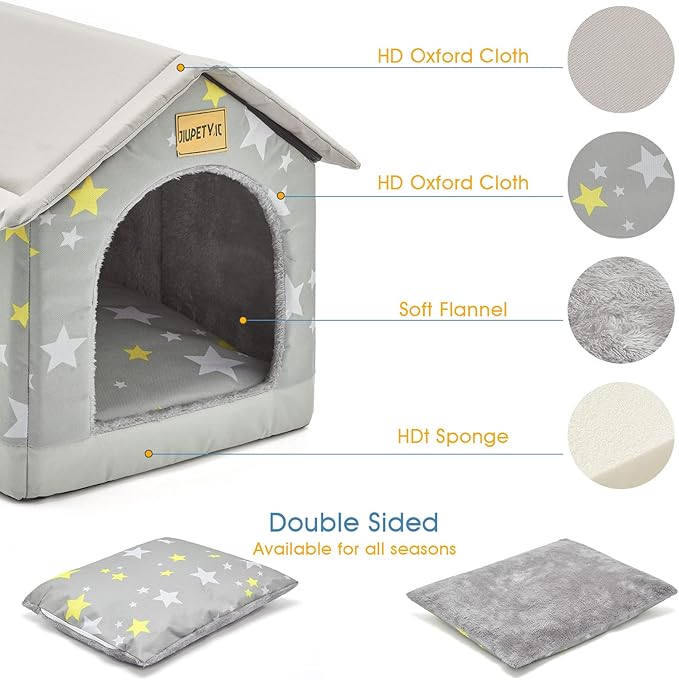 Jiupety Dog House Indoor, 2XL Size Indoor Dog House for Large Dog, Warm Cave Sleeping Nest Bed for Cats and Dogs, Gray