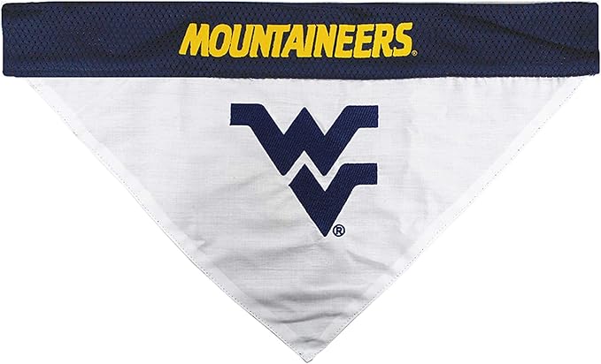 Pets First Collegiate Pet Accessories, Reversible Bandana, West Virginia Mountaineers Size Small/Medium