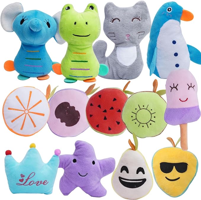 Pack of 26 Soft Small Medium Dog Squeaky Toys,Cute Puppy Favorite Comfortable Squeakers Toy,Multicolored for Puppy