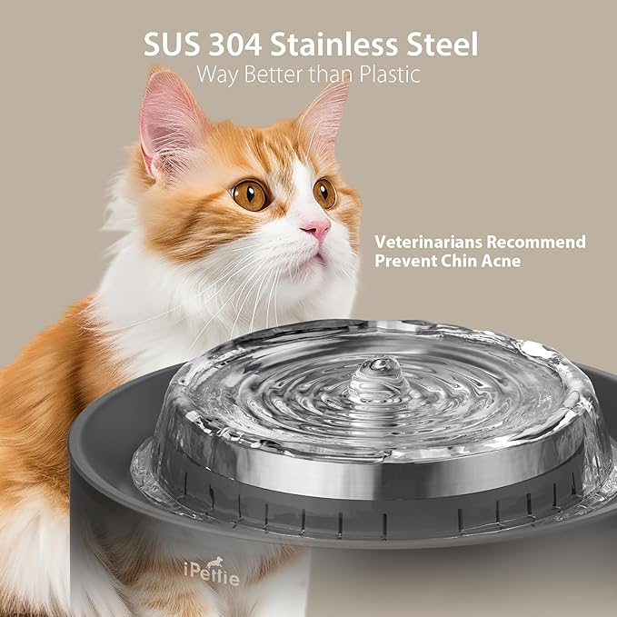 iPettie Cake Dog Water Fountain, 8L/2.1Gal Large Capacity Automatic Dispenser, Wireless Pump Filtered Waterer Purifier with BPA-Free Stainless Steel Bowls, Dishwasher Safe, Blue