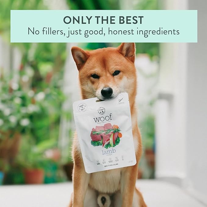 The New Zealand Natural Pet Food Co. Woof Freeze Dried Dog Food - Lamb Recipe, High Protein, Dog Food Topper & Dog Treats, All Life Stages, 1.76 oz