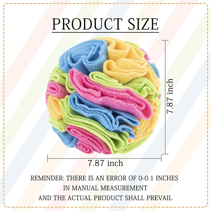 WishLotus Plush Snuffle Ball, Interactive Dog Brain Stimulating Puzzle Toys for Dogs Enrichment Game Feeding Mat Slow Feeder Stress Relief Toy (Candy)