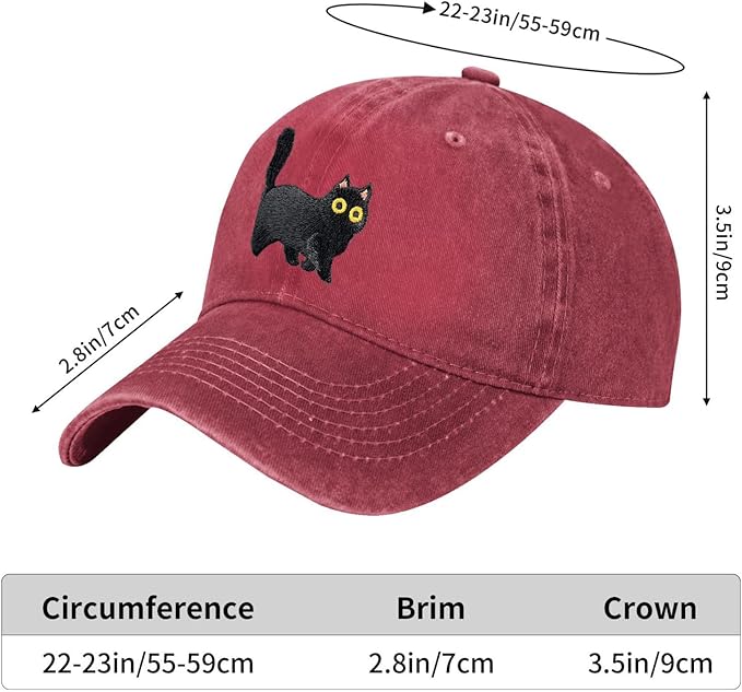 Black Cat Hat,Ragdoll Cat Embroidered Adjustable Cotton Baseball Cap for Men Women,Gifts for Cat Lovers