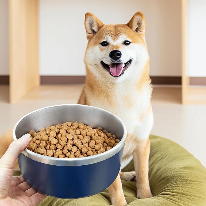 LIANLAI Stainless Steel Dog Bowls, Rust-Resistant Pet Bowls, Non Slip Dog Water Bowl, Versatile Feeding Bowls (Blue，40 oz)