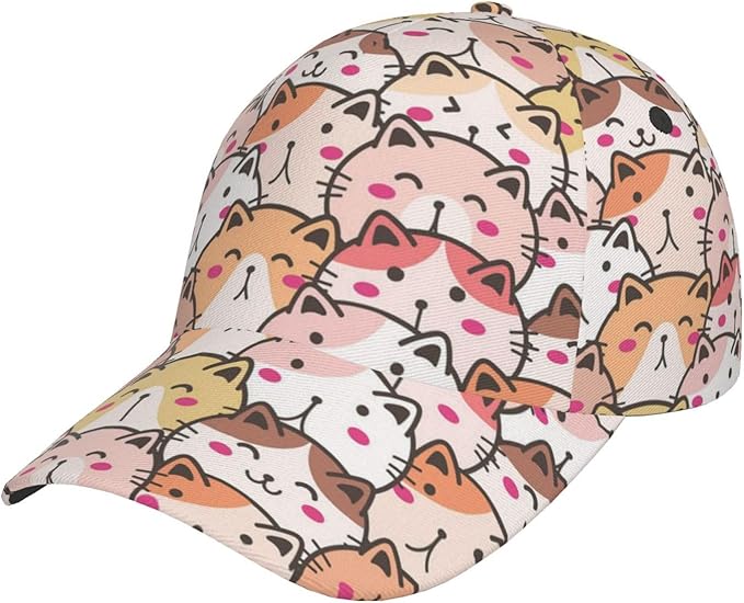 Cute Funny Cat Baseball Cap for Women Men Adjustable Animal Cat Snapback Baseball Hats