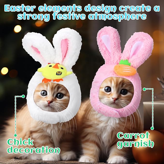 Weewooday 5 Pieces Cat Costume Christmas Bunny Hat Outfit with Ears Funny Cat Hat and Small Dogs Kitten Puppy Party Christmas Easter Costume Accessory Headwear(Chic Style)