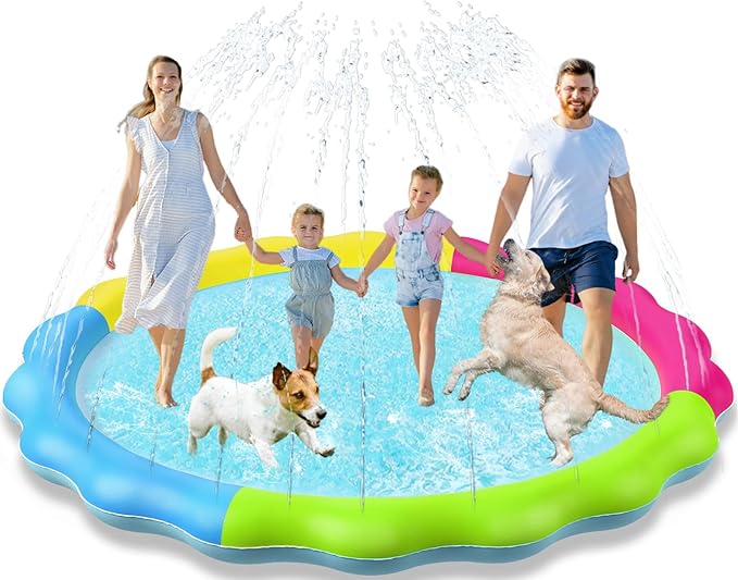 Kids Dog Splash Pad Sprinkler - Jasonwell Non Slip Dog Sprinkler Pad Splash Pool Puppy Dogs Pool Summer Outdoor Water Toys Backyard Durable Splash Pad for Toddlers Kids Small Medium Large Dogs Pet