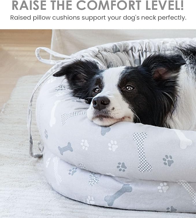 Orthopedic Dog Bed for Large Dogs, Pet Sofa Bed with Egg Crate Foam, 4-Sided Bolster, Removable Washable Cover & Anti-Slip Bottom, X-Large Beige Bone