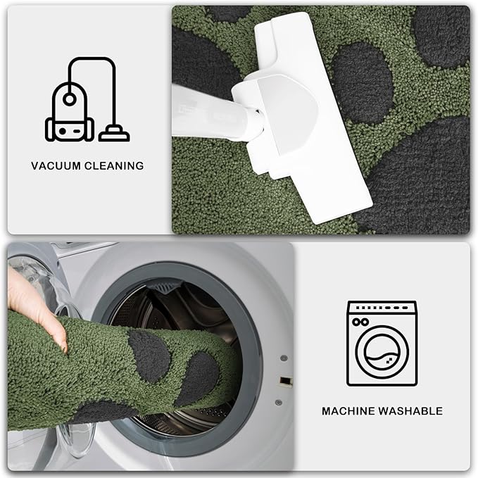 PURRUGS Dirt Trapping Door Mat 32" x 47", Non-Skid/Slip Machine Washable Microfiber Entryway Rug, Dog Doormat, Super Absorbent Welcome Mat for Muddy Wet Shoes and Paws, Green