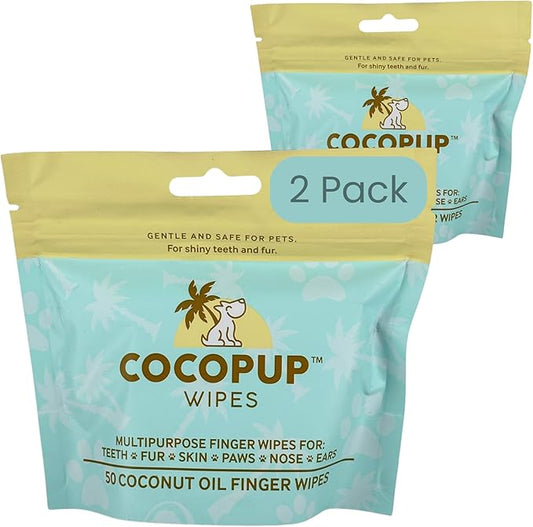 Dog Teeth Cleaning Wipes Ear Nose Paws Fur Cleaner Pure Coconut Oil 2 Packs of 50