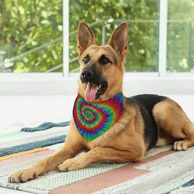 Green Rainbow Yellow Blue Rose Red Tie Dye Dog Bandana Scarf Triangle Bibs Pet Accessories Cat Kerchief