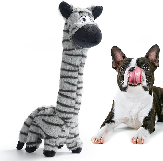 Nocciola Twistable Zebra Pup Dog Toy, Interactive Stuffed Plush Crinkle Puppy Supplies for Small Medium Breeds to Keep Them Busy