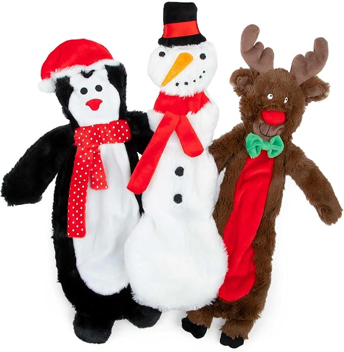 Jeffers Pet Plush Dog Toy with Squeaker, Christmas Reindeer 12" - Soft Crinkle Fabric, Safe & Durable, Healthy Fun for Small & Medium Dogs, Interactive Play, Fetch, Tug - Best Gift for Active Games