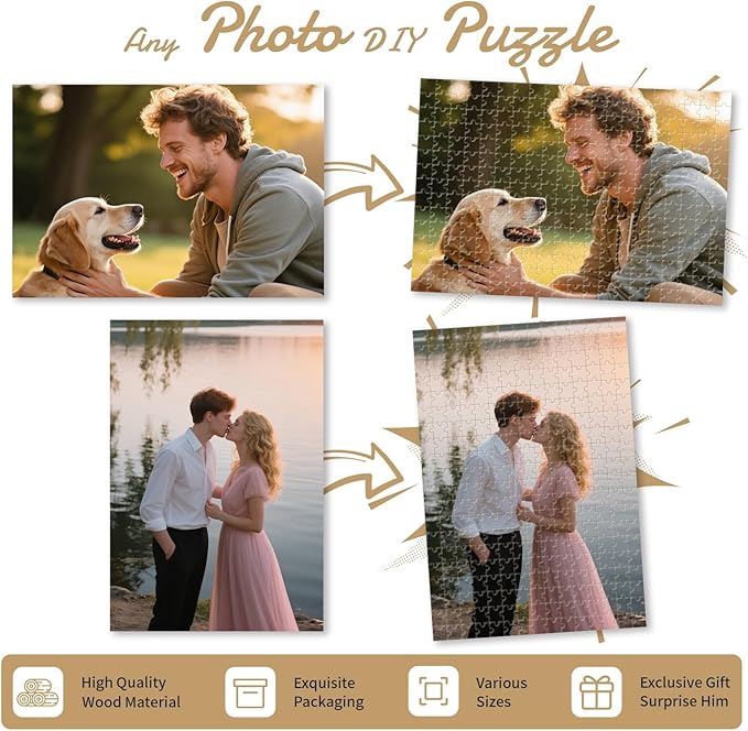 Custom 1500 Piece Photo Puzzle, Personalized Jigsaw from Your Picture, for Family, Couples & Pet Lovers, Anniversary & Wedding Memory Puzzle(1500-vertical)