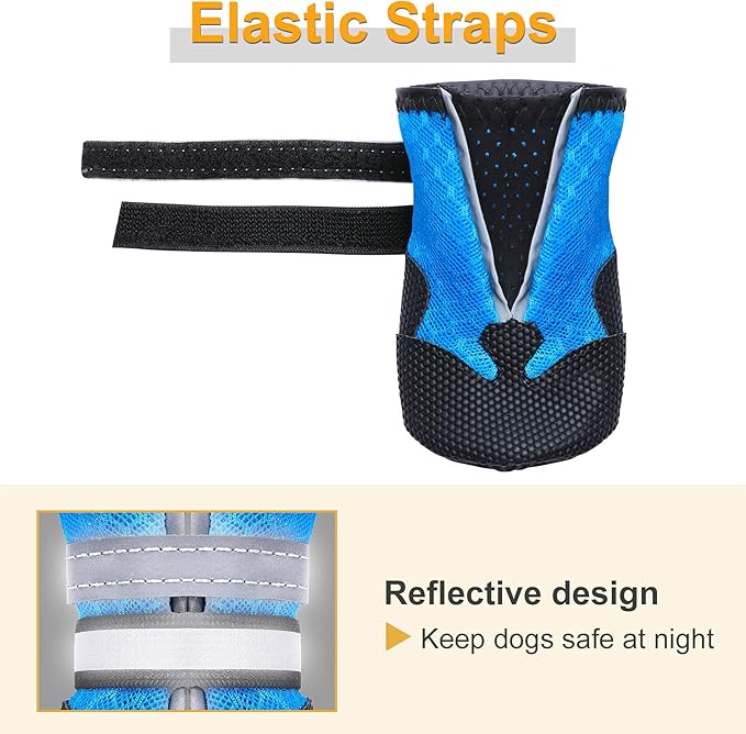 Dimicoo Breathable Dog Boots for Medium Large Dogs,Non-Slip Dog Shoes for Winter Snow and Summer Hot Pavement,Lightweight Paw Protector Dog Booties for Outdoor Walking Indoor Hardwood Floors