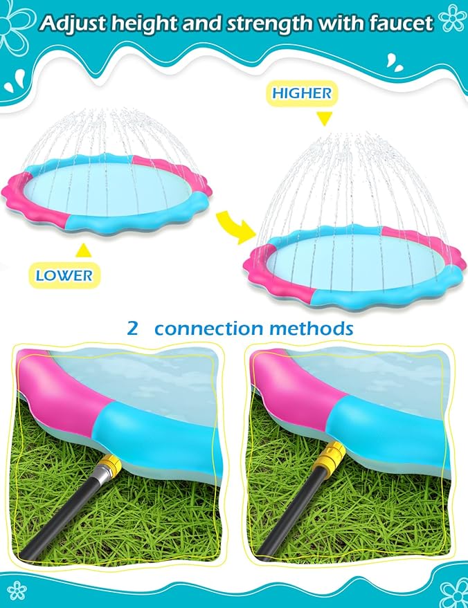 Kids Dog Splash Pad Sprinkler - Jasonwell Non Slip Dog Sprinkler Pad Splash Pool Puppy Dogs Pool Summer Outdoor Water Toys Backyard Durable Splash Pad for Toddlers Kids Small Medium Large Dogs Pet