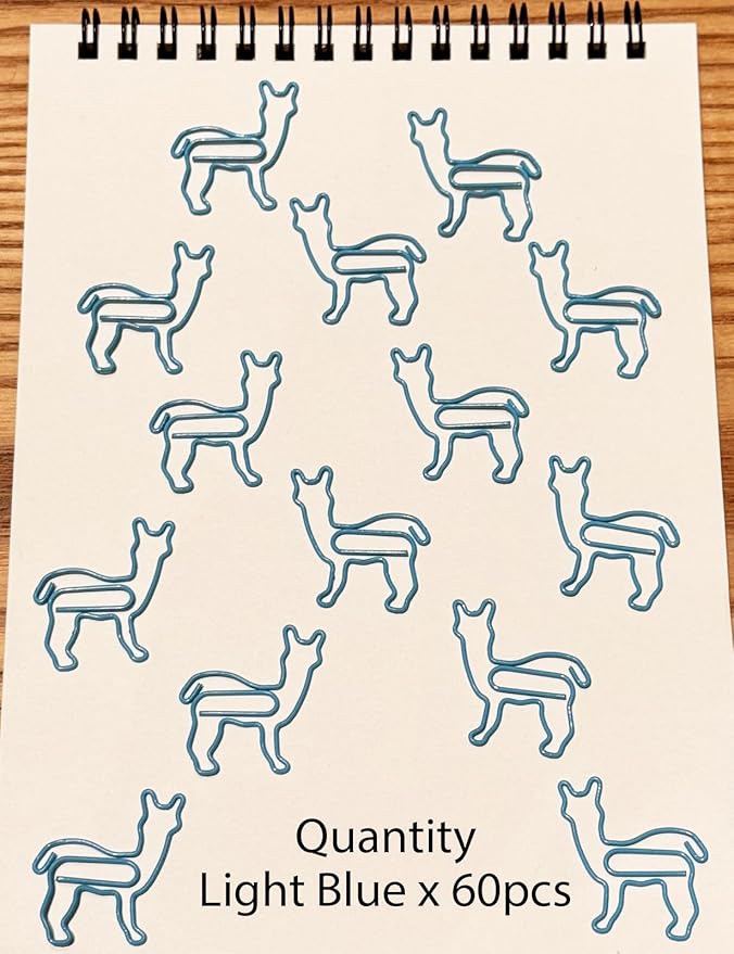 Cute Paper Clips, 60 PCS Alpaca Shaped Paper Clips Animal Bookmarks Clips, Assorted Colors, Fun Office Gifts for Women Men Coworkers Teachers Students Girls Boys, Christmas Gifts