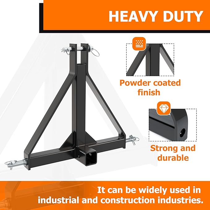 ECOTRIC 3 Point 2" Receiver Trailer Hitch Category 1 Tractor Mover Drawbar Hitch Heavy Duty Compatible with Kubota BX LM25H WLM Tractor NorTrac Yanmar Kioti Cat John Deere