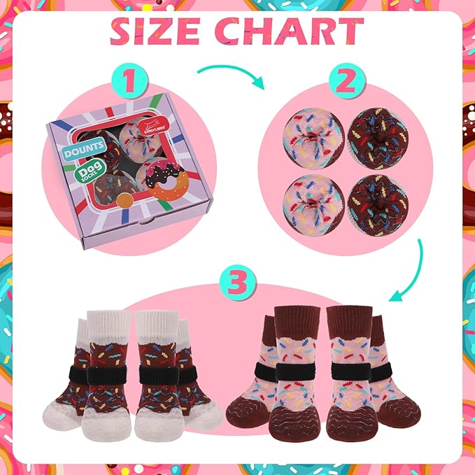 EXPAWLORER 8 Pcs Anti Slip Dog Socks, Dog Shoes for Hot Pavement, Dog Booties for Hardwood Floor, Prevent Licking Paws, Boots & Paw Protectors for Small Medium Large Senior Dogs