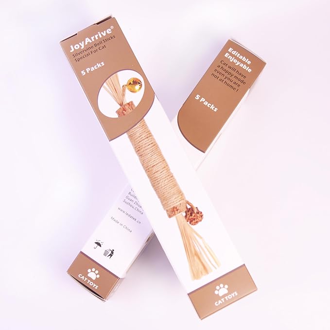 Natural Dried Matatabi Cat Chew Stick with Gall Fruit, Raffia Grass & Bell Cat Ball Toys, Handmade Silvervine Sticks Interactive Catnip Toys for Teething & Entertainment (Size M Color I)