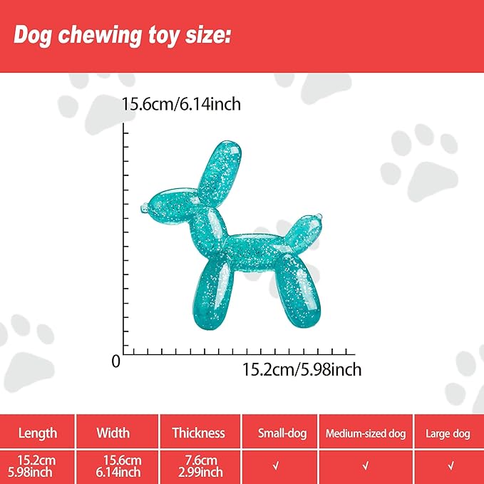 Durable Dog Chew Toy – Balloon Dog Shape, 6.14”for Medium & Large Dogs, Tough Plastic, Interactive Chew Toy for Boredom & Dental Health（Green）