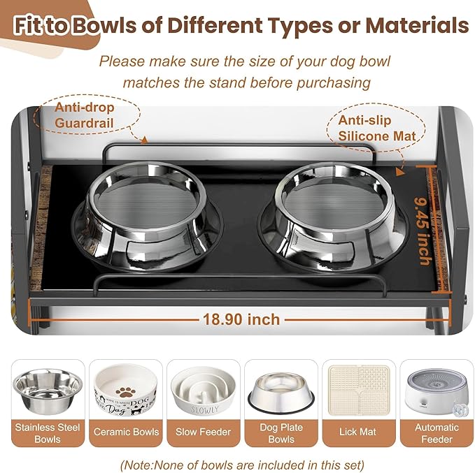 Elevated Dog Feeding Station, Stand with Toy Bin, Food & Water Bowl, Lifted Dog Bowl Holder Cabinet with Pet Storage Organizer for XLarge & Medium Dogs