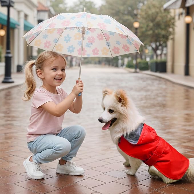 Dog Raincoat Dog Rain Jacket Poncho Waterproof Pet Rain Suit Double Layer Warm Lining Hooded Leash Hole Adjustable Puppy Small Medium Dogs,Red,XXL