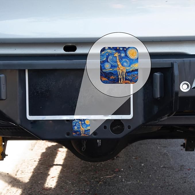 Hitch Cover Fits for 2-Inch Hitch,The Magical Allure of A Giraffe in A Starry - Night - Inspired Scene Rubber Trailer Hitch Cover Tube Plug Insert,Car Exterior Accessories, Receiver Tube Hitch Plug