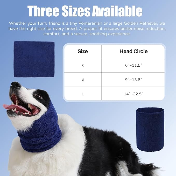 Dog & Cat Calming Band Cat Anxiety Relief Cover,Double Layer Thickened Pet Ears Elastic Neck Band Noise Cancelling Ear Muffs for Anxiety Relief/Noise Protection,Grooming,Thunder,Fireworks