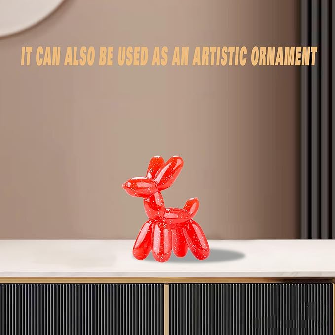 Durable Dog Chew Toy – Balloon Dog Shape, 4.72” for Small & Medium Dogs, Tough Plastic, Interactive Chew Toy for Boredom & Dental Health（Red）