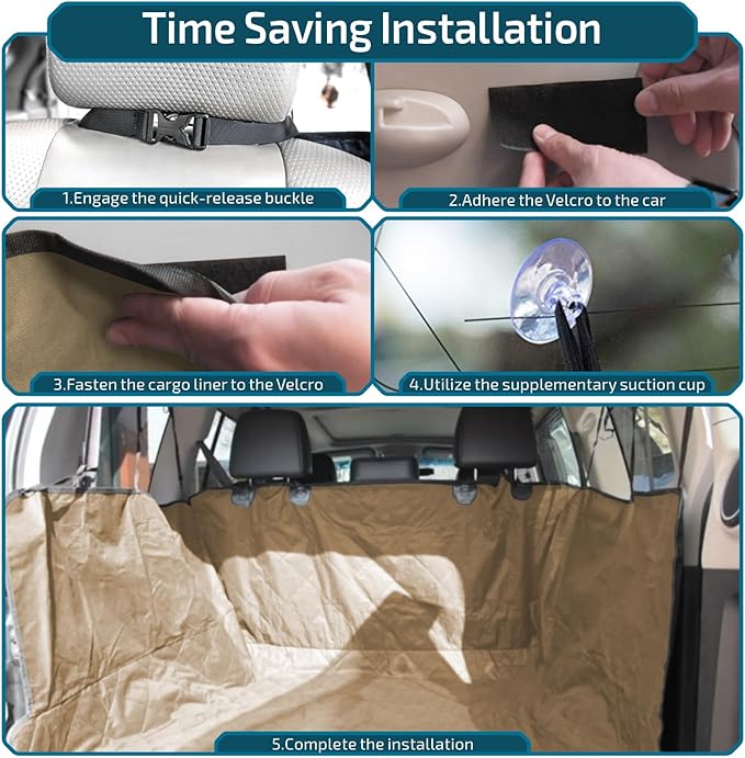 Veckle Cargo Liner, SUV Cargo Cover for Dogs with Side Flaps Hammock Water Resistant Nonslip Dog Seat Cover Area Protector Scratchproof for SUVs Sedans Vans