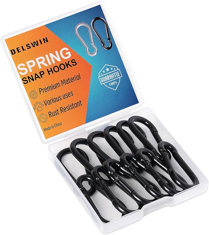 12 Pcs Carabiner Clip Spring Snap Hook - M4 1.57 Inch Heavy Duty Snap Hooks Quick Link for Bird Feeders or Dog Leash & Harness, 110 lbs Capacity