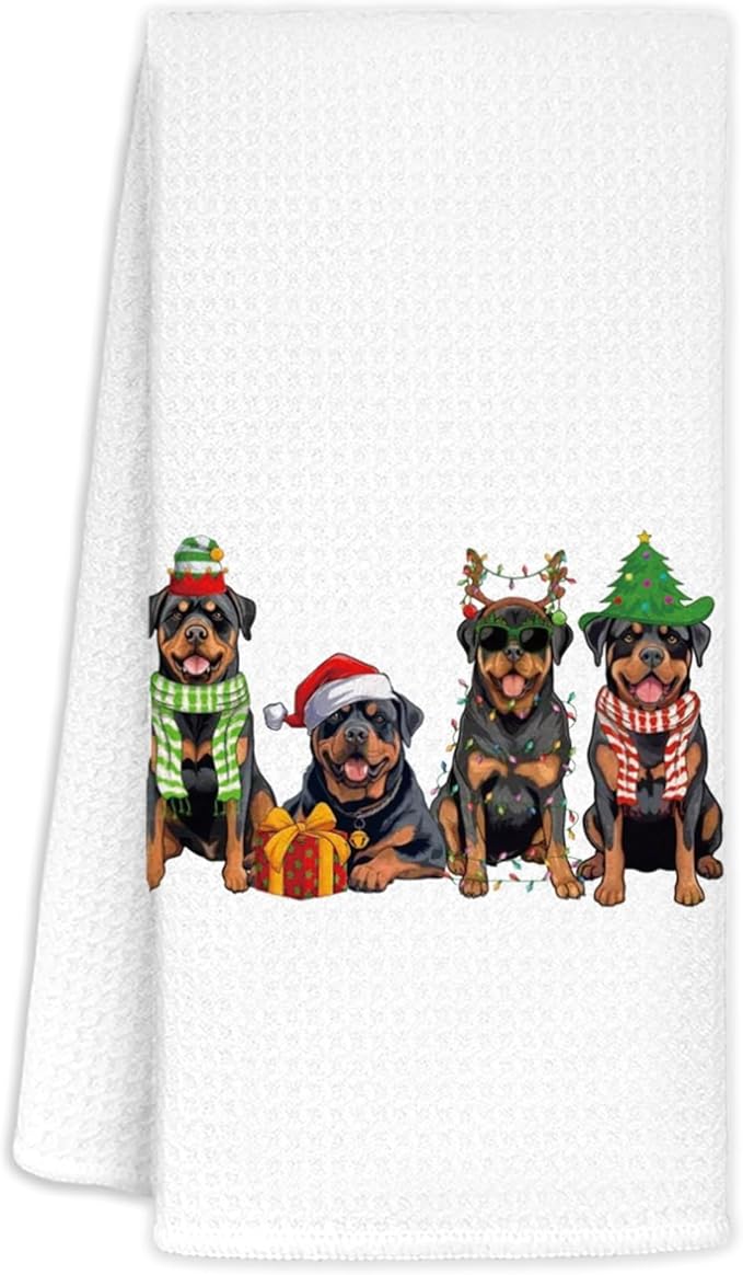 Rottweiler Christmas Kitchen Towels, Dog Lovers Gifts - 1624 in Decorative Towels