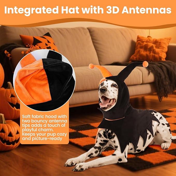 QBLEEV Dog Halloween Costume, Funny Party Circus-Inspired Cosplay with Hood & Cape, Winter Warm Pullover Clothes for Cold Weather, Adjustable Pet Outfit Hoodie for Small Medium Large Dogs