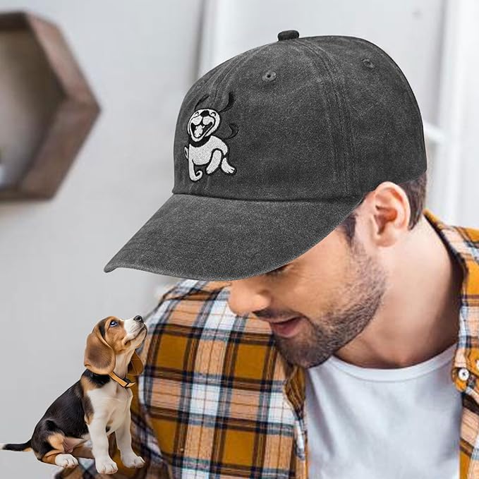Embroidered Funny Dog Hat for Men Women Adjustable Vintage Cat Baseball Cap Gifts for Pet Lover