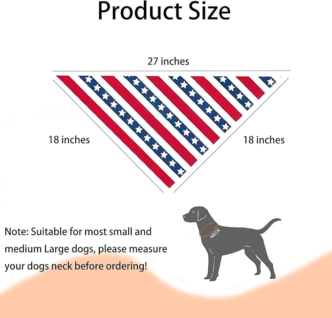 4th of July Bandanas 2 Pack, Triangle Reversible American Flag Pet Patriotic Scarf Bids for Boy and Girl, Holiday Bandana for Small Medium Large Dogs Puppy