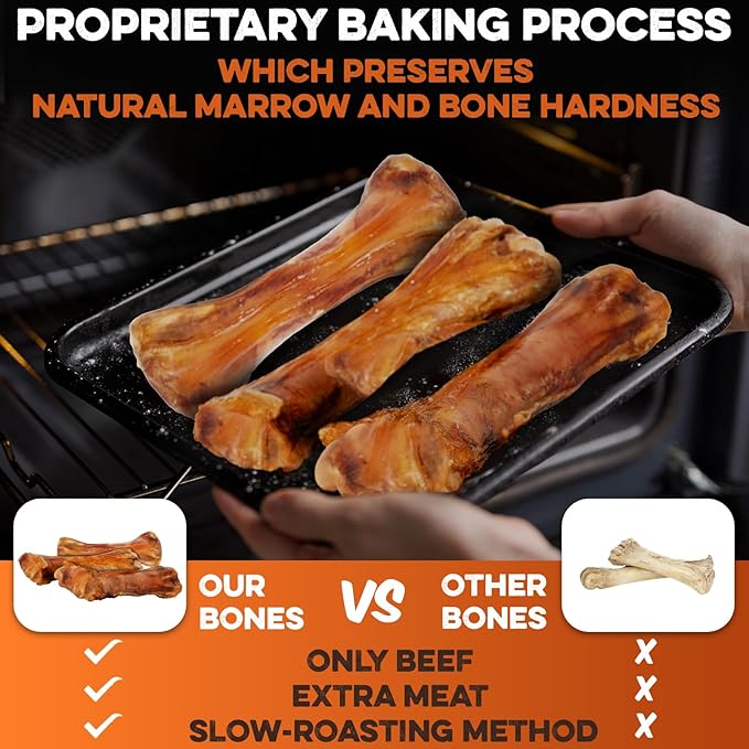 BRUTUS & BARNABY Shin Bones for Dogs – 100% USA-Sourced Beef Bones – Long-Lasting Chew for Large Breeds and Aggressive Chewers – Natural, High Protein, Dental Health Support, (1-pk) – Made in The USA