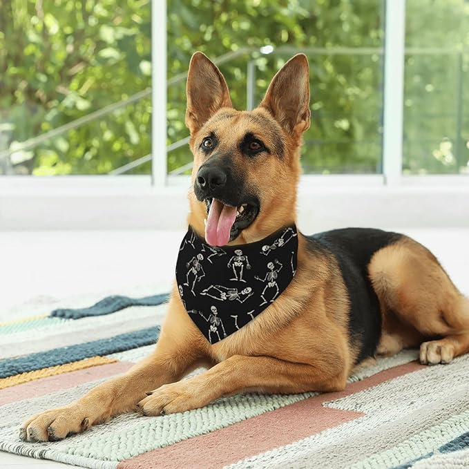 Dancing Skeletons Black Skull Dog Bandana Scarf Triangle Bibs Pet Accessories Cat Kerchief