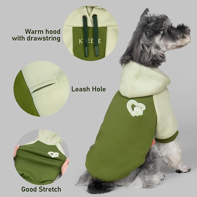 KYEESE Dog Hoodie Stretchy Pet Sweatshirt with Drawstring Cat Coat with Leash Hole Warm Pet Clothes Comfort Cat Sweater Soft Dog Clothes for Small Dogs Dogs Winter Coat for Cold Weather