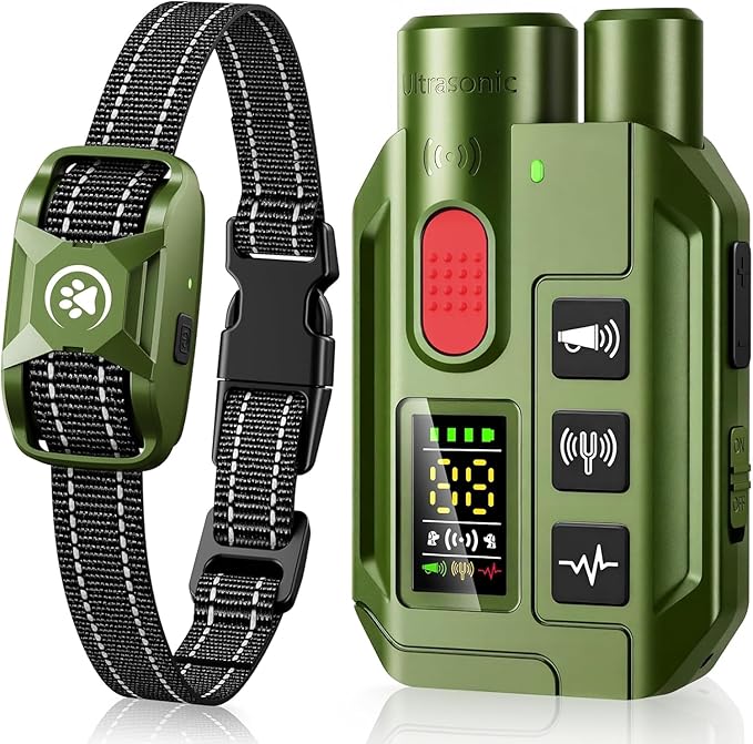 2 in 1 Dog Shock Collar & Ultrasonic Bark Deterrent Device – 3300FT Remote Training E Collar with Beep, Vibration & Safe Shock, IP67 Waterproof & Rechargeable for Small Medium Large Dogs