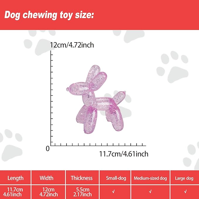 Durable Dog Chew Toy – Balloon Dog Shape, 4.72” for Small & Medium Dogs, Tough Plastic, Interactive Chew Toy for Boredom & Dental Health（Pink）