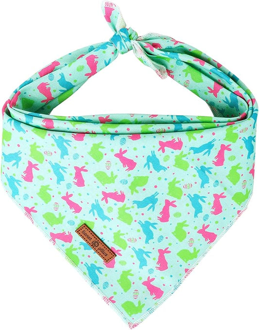 lionet paws Easter Bunny Egg Dog Bandana for Small Medium Large Dogs, Cat Dog Kerchief Triangle Bibs Scarf for Girl Boy