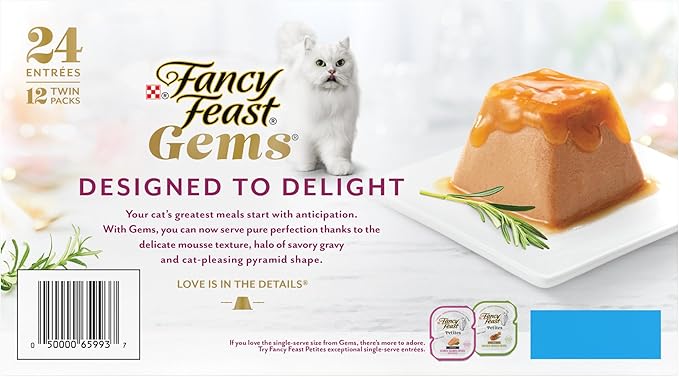 Fancy Feast Gems Pate Cat Food Mousse and a Halo of Savory Gravy Wet Cat Food Variety Pack - (Pack of 12) 4 oz. Boxes