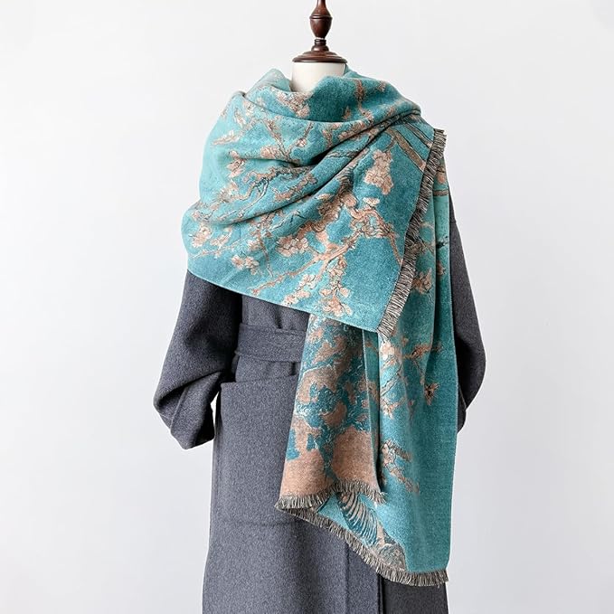 Jeelow Womens Pashmina Shawl Wrap Scarf - Elegant Dressy Evening Poncho Cape for Formal and Wedding Outfits